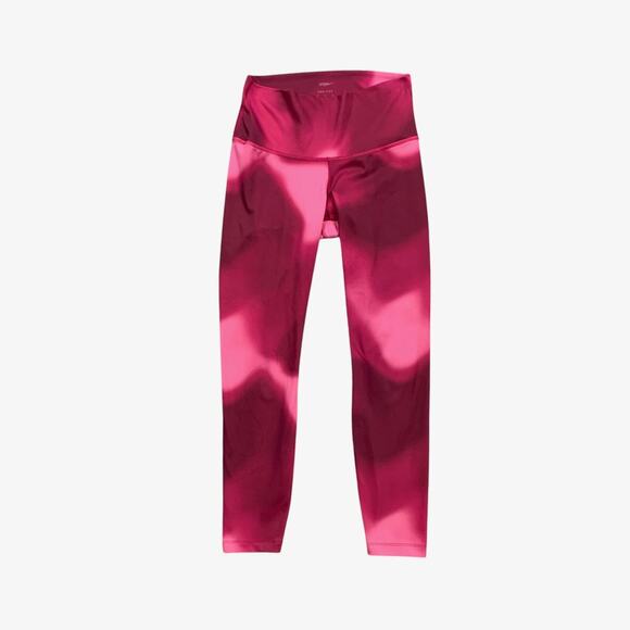 Nike Leggings Womens M Medium Pink Red Printed Yoga DriFit High Rise 7/8 Pull On - Picture 1 of 10